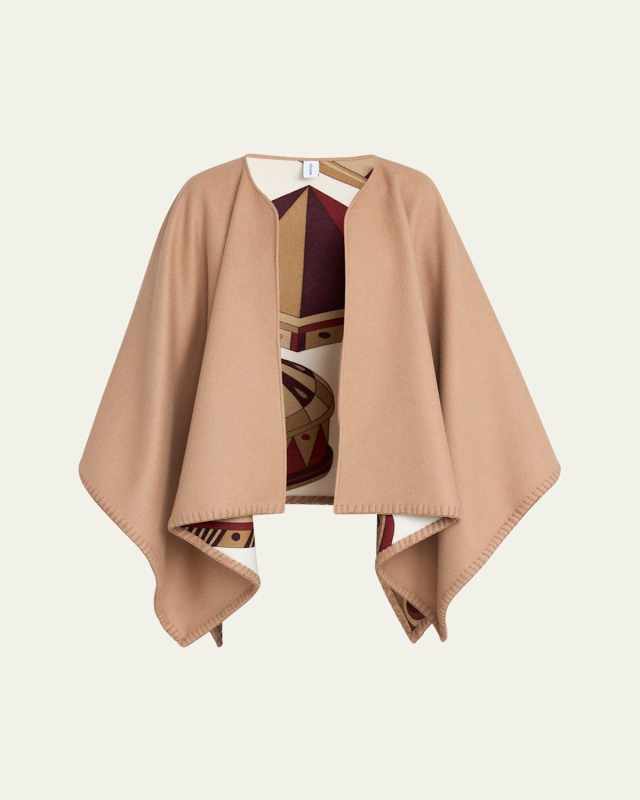 Reversible Geometric Wool & Silk Cape
